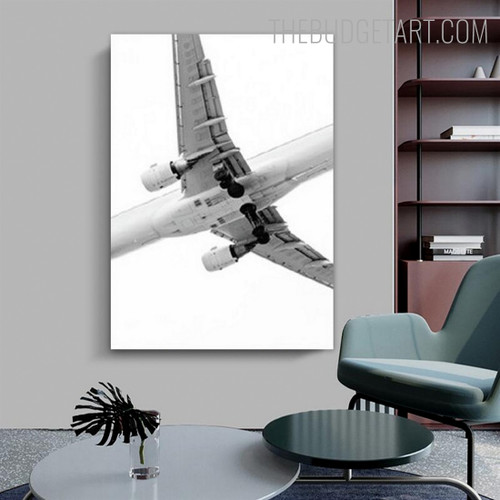 White Airplane Abstract Modern Painting Picture Canvas Print for Room Wall Molding