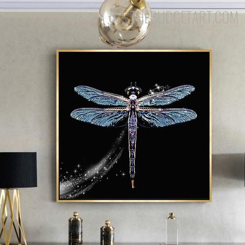 Shining Dragonfly Bird Contemporary Painting Picture Canvas Print for Room Wall Moulding