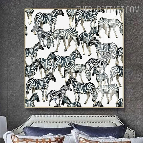 Zebras Animal Contemporary Painting Picture Canvas Print For Room Wall Garniture