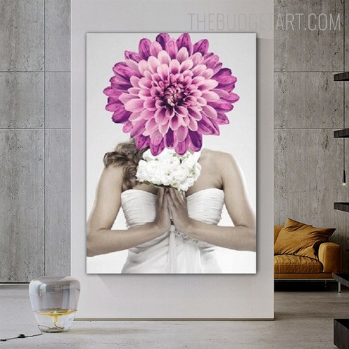 Women With Flowers Nordic Figure Modern Painting Picture Canvas Print for Room Wall Décor