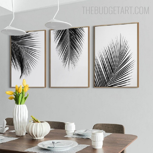 Palm Leafed Nordic Floral Contemporary Painting Picture Canvas Print for Room Wall Ornament