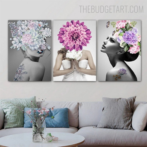 Multicolored Blossoms Nordic Floral Modern Painting Picture Canvas Print for Room Wall Decoration