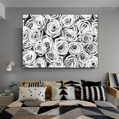 Roses Blossoms Floral Modern Painting Picture Canvas Print for Room Wall Drape