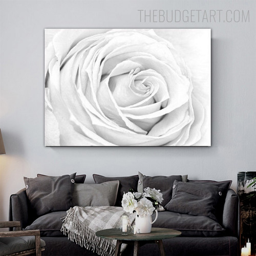 White Rose Floral Modern Painting Picture Canvas Print for Room Wall Tracery