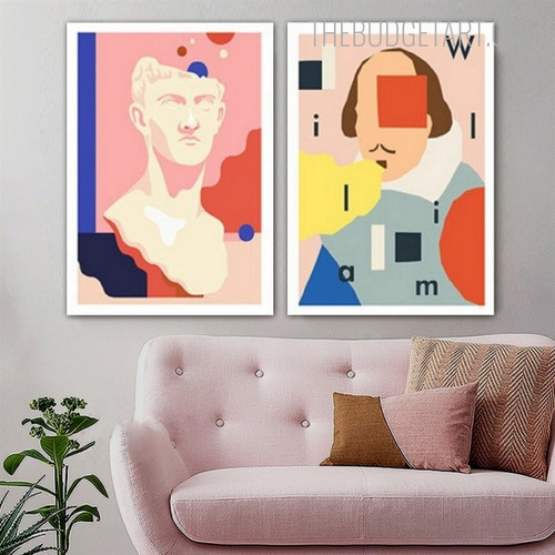 Shakespeare And David Watercolor Modern Painting Picture Canvas Print for Room Wall Outfit