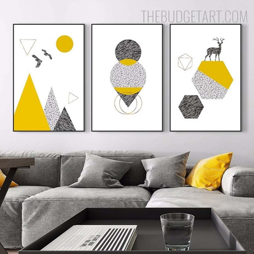 Triangle Circle Abstract Geometric Contemporary Painting Image Canvas Print for Room Wall Finery