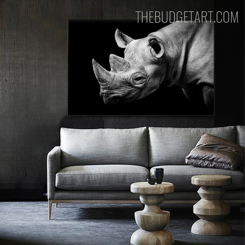 Rhino Animal Contemporary Painting Picture Canvas Print for Room Wall Disposition