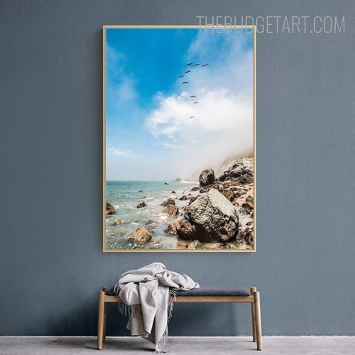 Sea Concrete Landscape Contemporary Painting Picture Canvas Print for Room Wall Embellishment
