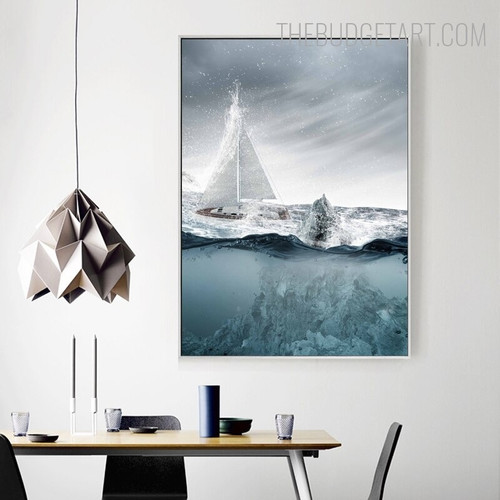 Yacht Seascape Landscape Contemporary Painting Picture Canvas Print for Room Wall Getup
