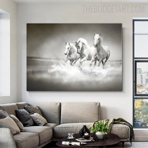 Horses Running Animal Modern Painting Picture Canvas Print for Room Wall Arrangement