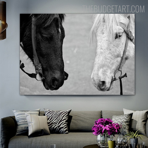 Horses Face Animal Modern Painting Picture Canvas Print for Room Wall Embellishment