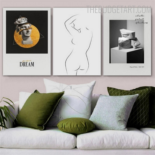 Face Broken Abstract Sculpture Vintage Painting Picture Canvas Print for Room Wall Finery