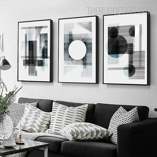 Sphere With Lines Nordic Abstract Geometric Vintage Painting Picture Canvas Print for Room Wall Illumination
