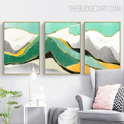 Multicolored Hills Abstract Landscape Modern Painting Picture Canvas Print for Room Wall Adornment