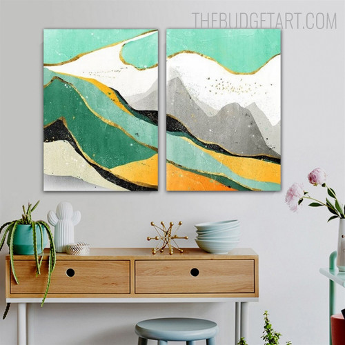 Green Hill Abstract Landscape Modern Painting Picture Canvas Print for Room Wall Equipment