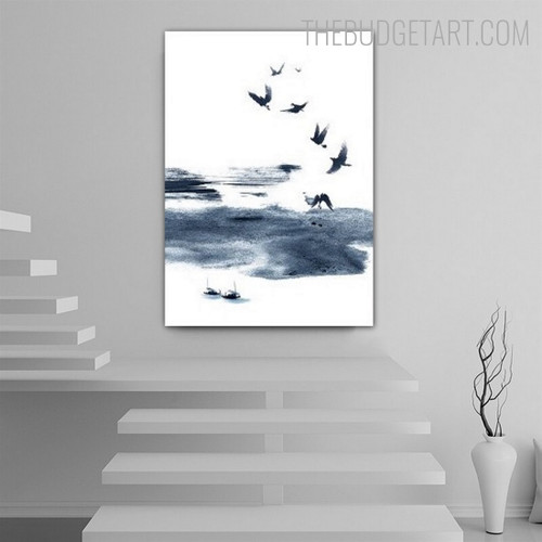 Ink Birds Abstract Landscape Contemporary Painting Picture Canvas Print for Room Wall Drape