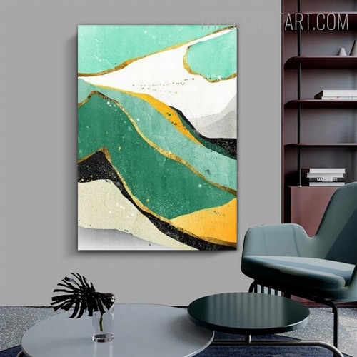 Jade Green Mount Abstract Landscape Modern Painting Picture Canvas Print for Room Wall Décor