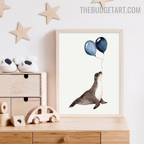 Sea Lion Nordic Animal Contemporary Painting Picture Canvas Print for Room Wall Equipment