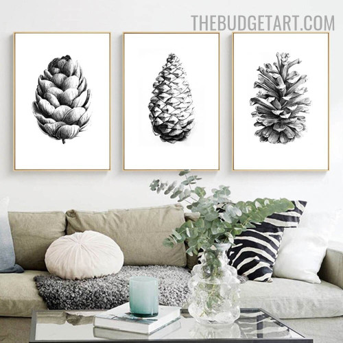 Shape Pine Cone Botanical Vintage Painting Picture Canvas Print for Room Wall Getup
