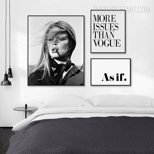 Monochrome Actress Quote Scandinavian Portrayal Pic Canvas Print for Room Wall Decoration