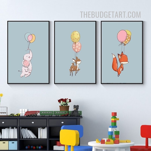 Deer Balloons Nordic Animal Modern Painting Picture Canvas Print for Room Wall Décor