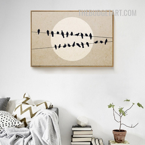 Birds Group Nordic Contemporary Painting Picture Canvas Print for Room Wall Flourish