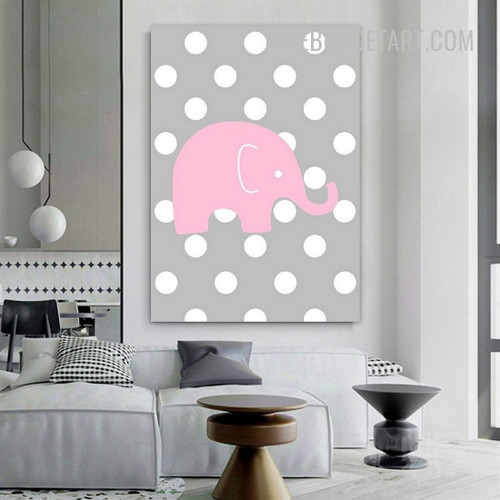 Little Elephant Animal Kids Modern Painting Image Canvas Print for Room Wall Molding