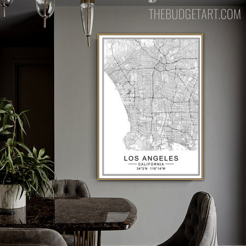 California Map City Modern Painting Image Canvas Print for Room Wall Onlay