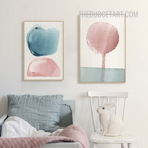 Orb Flaw Abstract Nordic Watercolor Painting Picture 2 Piece Canvas Wall Art Prints for Room Trimming