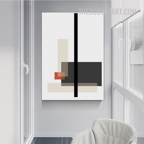 Rectangle With Line Abstract Modern Painting Picture Geometric Drawing Canvas Print for Room Wall Outfit