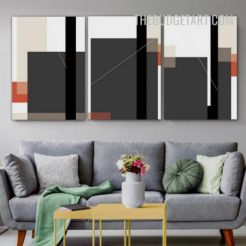 Geometric Drawing Designs Abstract Modern Painting Picture 3 Piece Canvas Wall Art Prints for Room Outfit