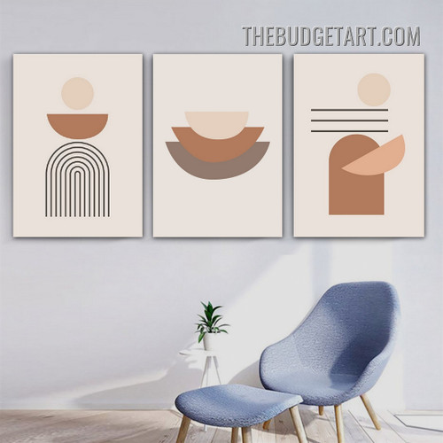 Geometric Design Abstract Scandinavian Painting Picture 3 Piece  Canvas Prints for Room Wall Tracery