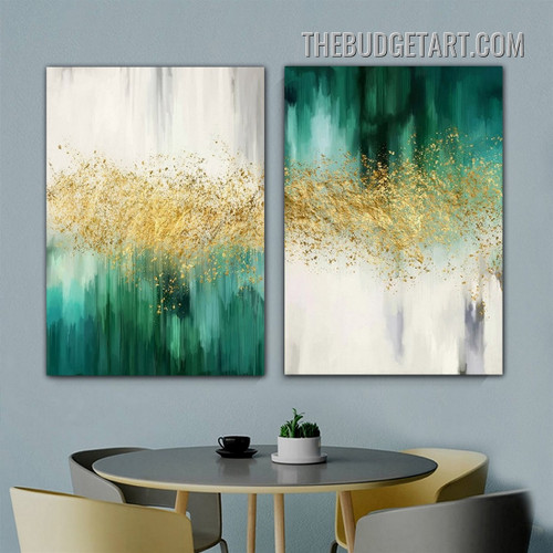 Glazy Stain Abstract Modern Painting Picture 2 Piece Canvas Wall Art Prints for Room Trimming