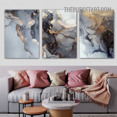Marble Pattern Abstract Modern Painting Picture 3 Panel Canvas Wall Art Prints for Room Adornment