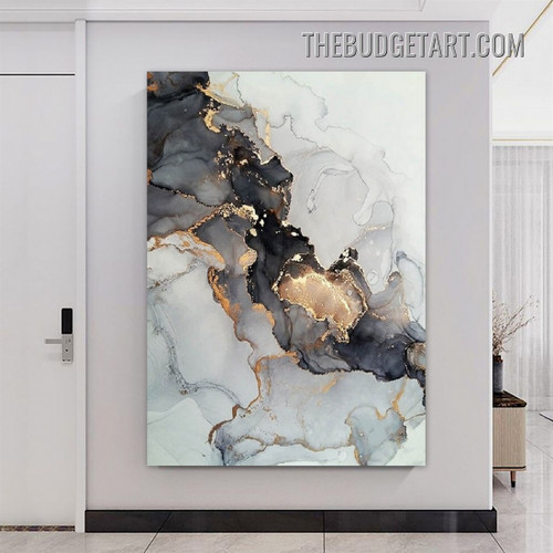 Grey Marble Pattern Abstract Modern Painting Picture Canvas Wall Art Print for Room Trimming