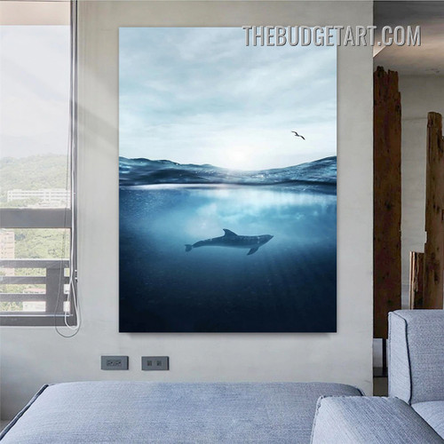 Dolphin Aquatic Animal Modern Painting Picture Canvas Art Print for Room Wall Garnish