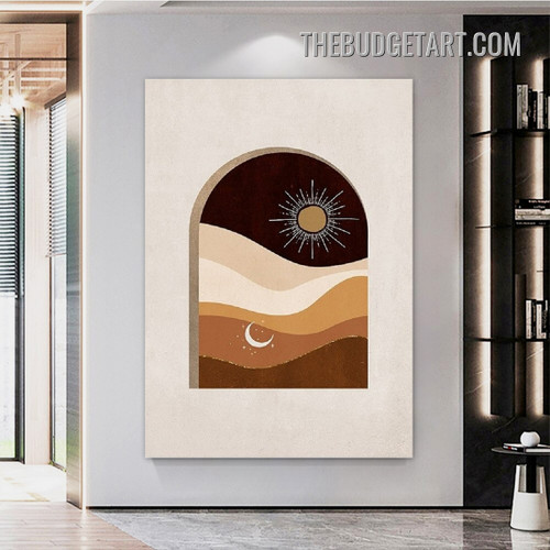 Hill Sun Abstract Scandinavian Painting Picture Canvas Art Print for Room Wall Décor
