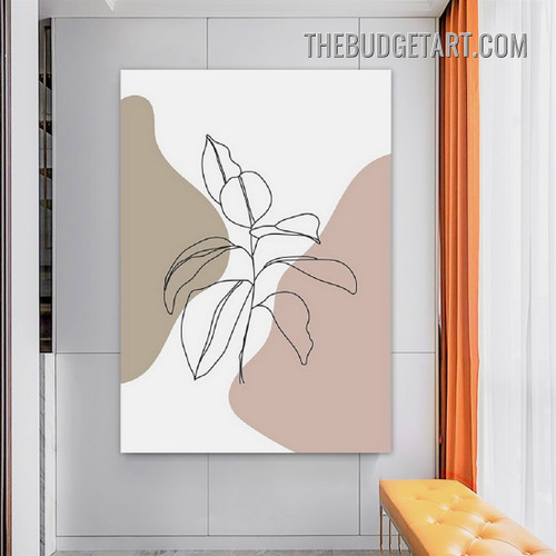 Stain Leaves Abstract Botanical Scandinavian Painting Picture Canvas Wall Art Print for Room Getup