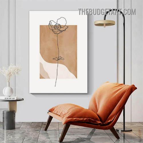 Twisting Line Blossoms Abstract Floral Scandinavian Painting Picture Canvas Wall Art Print for Room Drape