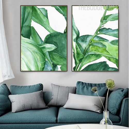 Plant Leaflet Botanical Scandinavian Watercolor Artwork Pic Canvas Print for Room Wall Molding