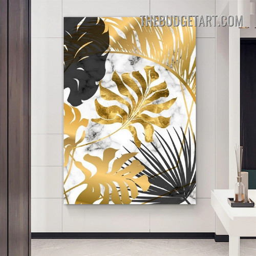 Golden Leaves Design Nordic Abstract Botanical Modern Painting Picture Canvas Art Print for Room Wall Assortment