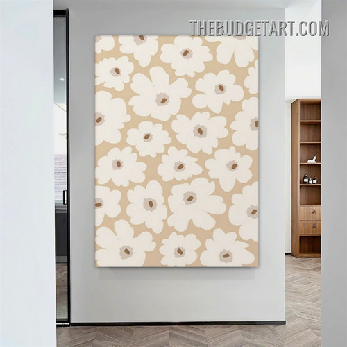 Smear Flowers Abstract Floral Scandinavian Painting Picture Canvas Wall Art Print for Room Drape