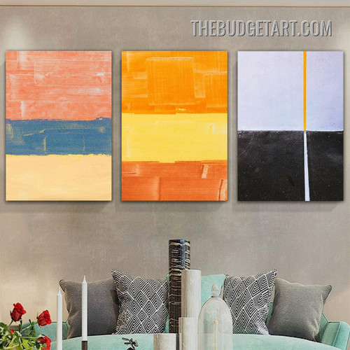 Colorful Daub Abstract Modern Painting Picture 3 Panel Canvas Art Prints for Room Wall Outfit