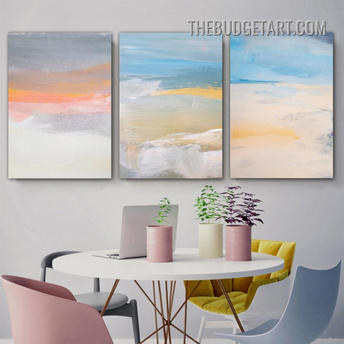 Multicolor Speckle Watercolor Modern Painting Picture 3 Piece Abstract Canvas Art Prints for Room Wall Ornament