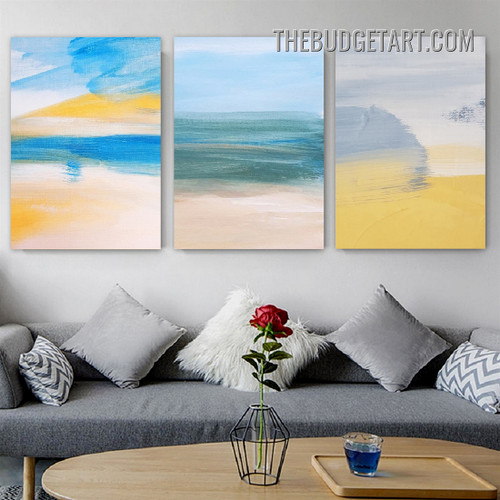 Discoloration Blemish Abstract Watercolor Modern Painting Picture 3 Panel Canvas Wall Art Prints for Room Onlay