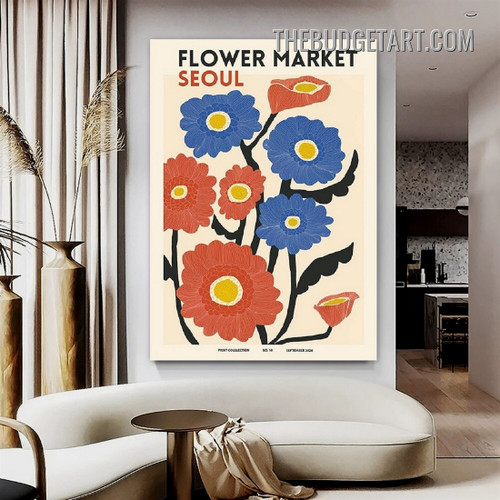Seoul Typography Modern Painting Picture Canvas Wall Art Print for Room Finery