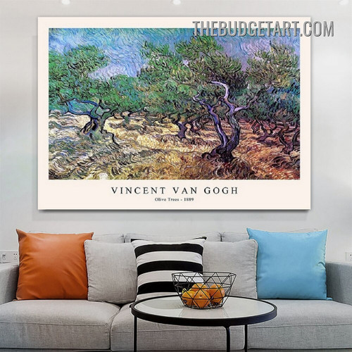 Olive Trees Typography Vintage Painting Picture Canvas Art Print for Room Wall Decoration
