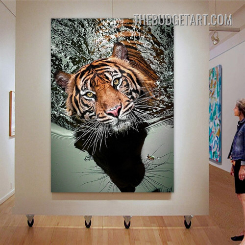 Tiger Face Wild Animal Modern Painting Picture Canvas Art Print for Room Wall Drape