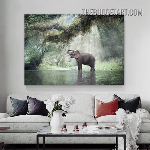 Big Elephant Wild Animal Modern Painting Picture Canvas Art Print for Room Wall Embellishment