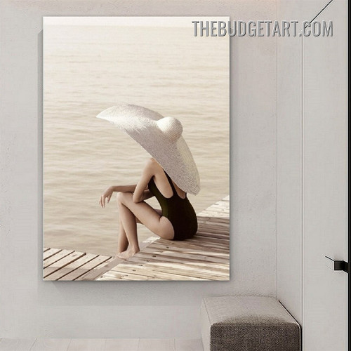 Sitting Girl Figure Modern Painting Picture Canvas Wall Art Print for Room Equipment